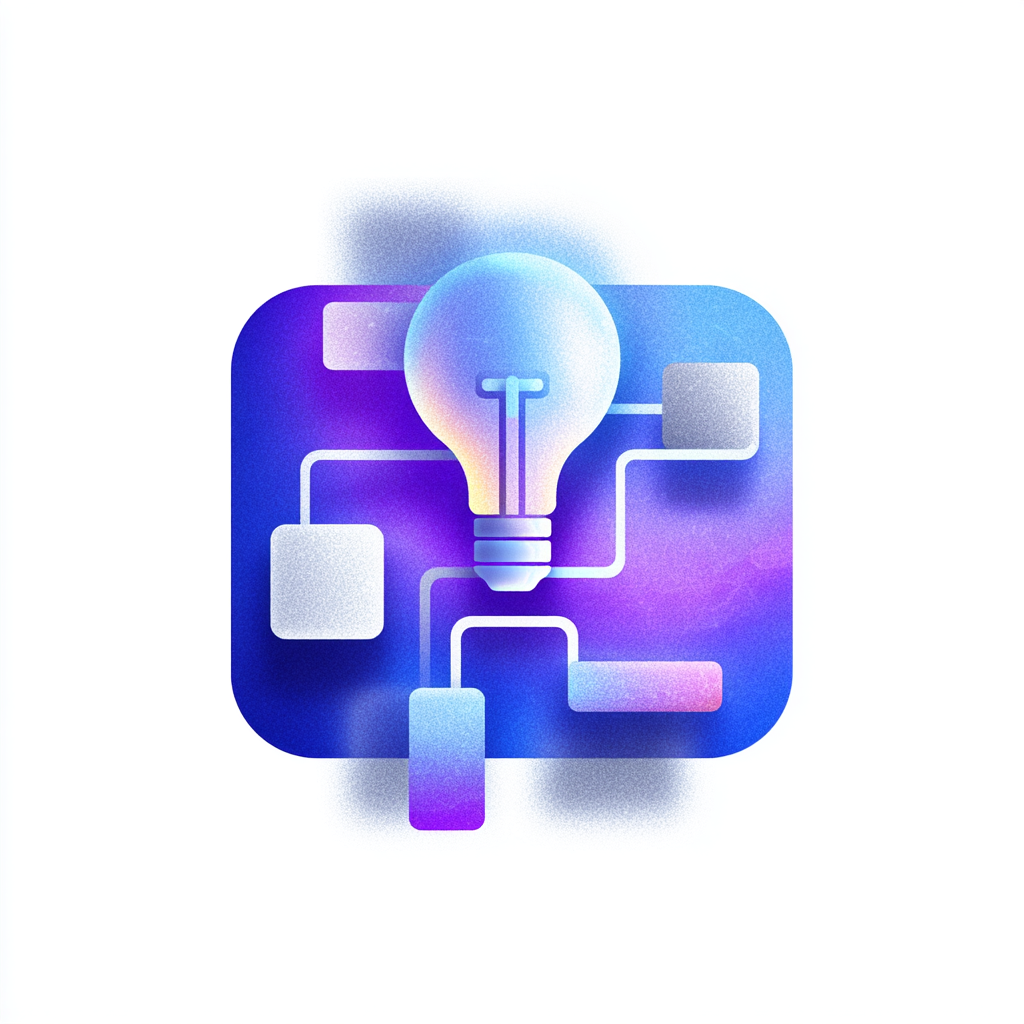 Colorful icon with a light bulb and network design on a white background