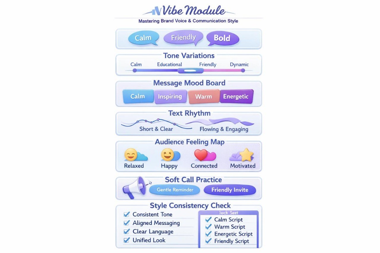 Vibe Module interface with various settings and options on a white background